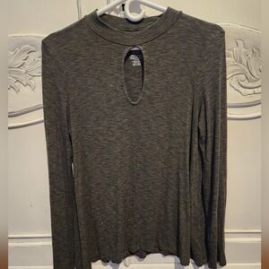 American Eagle Outfitters Green Ribbed Cutout Blouse